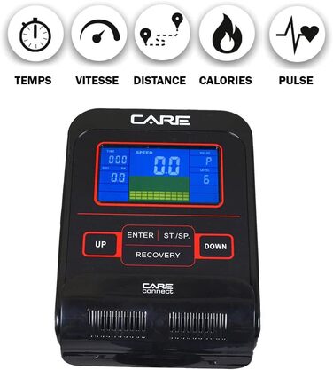 Електровелотренажер CARE FITNESS SPORTER з 21 програмою тренувань, LCD-дисплеєм та датчиками пульсу