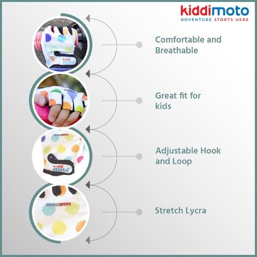Дитячі велосипедні рукавички без пальців KIDDIMOTO для хлопчиків та дівчаток, розмір M (4-8 років), пастельні крапки