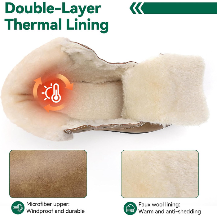 Зимові черевики чоловічі та жіночі – теплі, з підкладкою, зимові чоботи, чоботи для снігу, легкі, неслизькі, для активного відпочинку, трекінгу, снігу та повсякденного носіння, 38 EU, Хакі Gb189