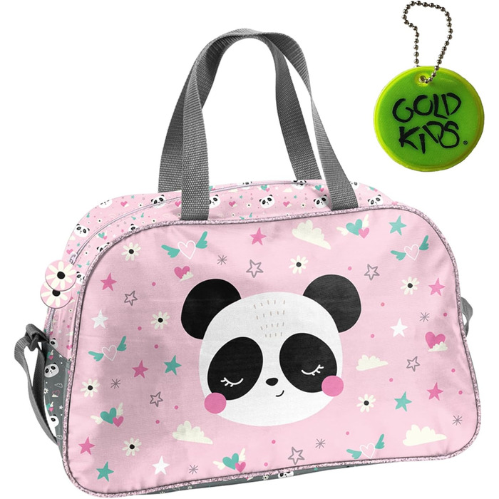 Спортивна сумка Paso для дітей (дівчаток та хлопчиків) з пандами - через плече, для плавання, тренувань, 40 x 25 x 15 см