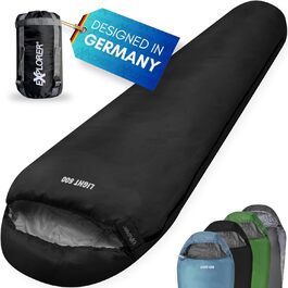 Спальний мішок Explorer Light 600 - ультралегкий, 210x75x50 см, -2°C до +14°C, 700 г, 120 г/м², чорний, для кемпінгу та трекінгу