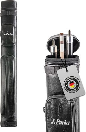 Чохол для більярду J. Parker на 2/2 та 2/4 кия, з високоякісної штучної шкіри, велика кишеня для аксесуарів та регульований ремінь, чорний, 85 см