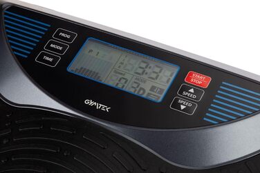 Вібраційна платформа Gymtek до 150 кг, 2×500 Вт, 12 рівнів, Bluetooth, пульт, LCD, динаміки, 2 еспандери