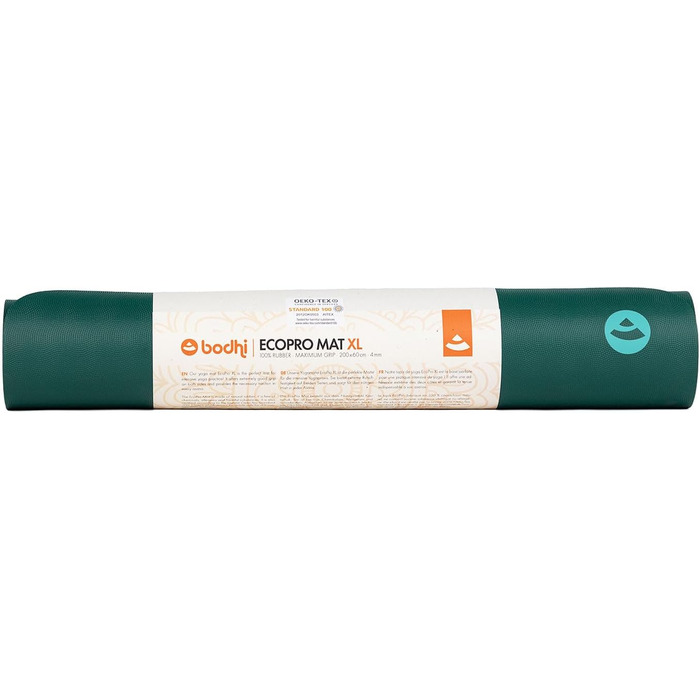 Йога-мат Bodhi ECO PRO XL 200x60 см, натуральний каучук, екстра довгий, екологічний, не ковзає, для йоги та пілатесу, зелений