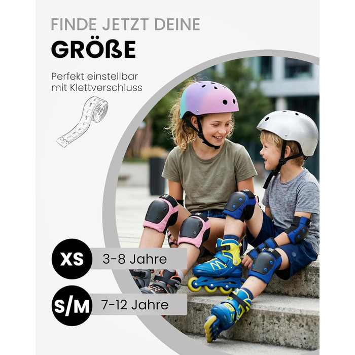 Захист для колін та ліктів 99FLIPS для дітей (3-12 років) - комплект для роликів, скейту, самокату (XS/S/M, чорний)