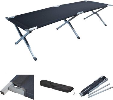 Графнер XL розкладне ліжко для відпочинку з сумкою, вантажопідйомність до 150 кг, зручна тканина 1600D Oxford – чорного кольору, гостьове ліжко