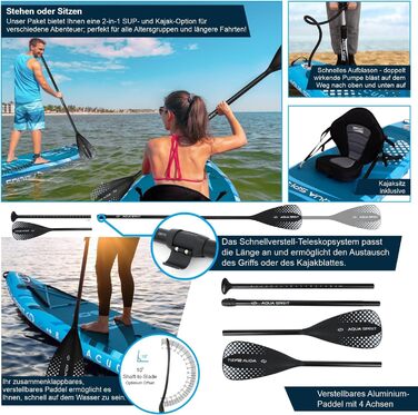 Надувний SUP Борд Aqua Spirit 320 см | Комплект з веслом, рюкзаком та насосом | Набір для SUP-серфінгу | Синій
