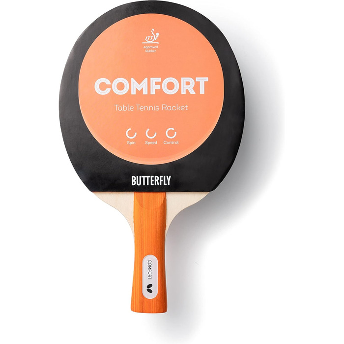 Настільний тенісний ракетка BUTTERFLY Comfort для початківців і профі, ITTF, чорний/червоний, зчеплення, для змагань