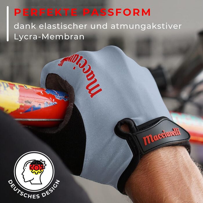 Велосипедні рукавички MACCIAVEI для чоловіків та жінок - MTB рукавички - унісекс, сенсорні, mountainbike, сірі (S)