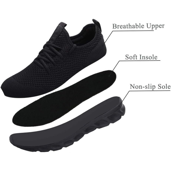 Жіночі кросівки для бігу та занять спортом. Легкі, дихаючі, чорного кольору, розмір 38 EU. Ідеально підходять для бігу, фітнесу, прогулянок та активного відпочинку.