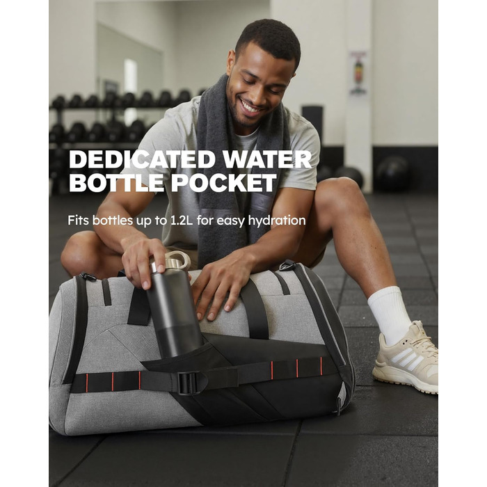 Спортивна сумка Tolaccea 47L з відділенням для взуття та мокрих речей - рюкзак, сумка для подорожей, фітнесу, тренувань (Сірий)