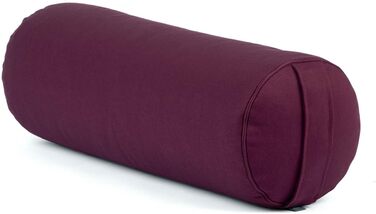 Болстер для йоги Bodhi ECO, 100% органічна бавовна, кругла подушка з наповнювачем із біо-спельти, знімний чохол, 65x20 см, баклажан, для відновлювальної йоги