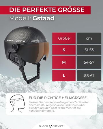 Шолом гірськолижний BLACK CREVICE Gstaad з візором (чоловічий/жіночий) | Полікарбонат, дихаючий, регульований 51-53 см | Чорний/Помаранчевий