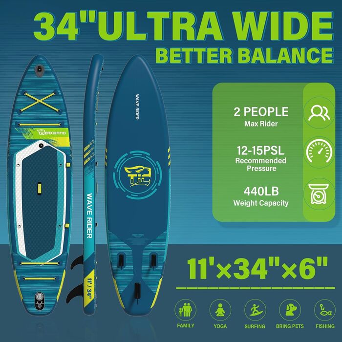 Надувна SUP-дошка TIGERXBANG з аксесуарами, мінімалістична дошка для веслування стоячи для дорослих і підлітків усіх рівнів