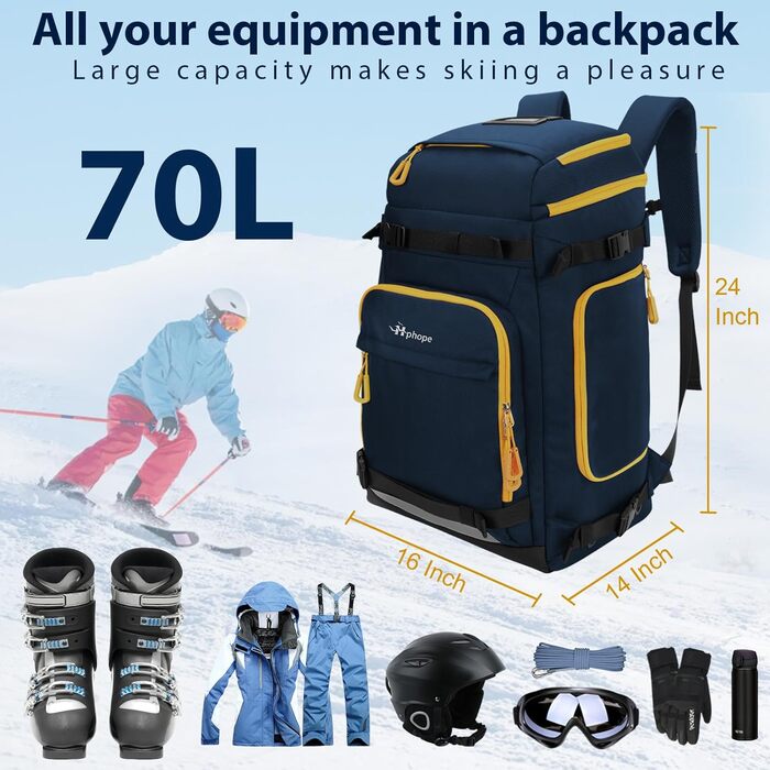 Сумка для лиж HP з відділенням для шолома, 70L (Блакитна)