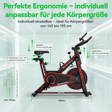 Велотренажер FunLife C1 з Bluetooth та App (FitShow, Kinomap), ремінний привід, плавний регулятор навантаження, регульоване сідло та кермо, до 120 кг, блакитний