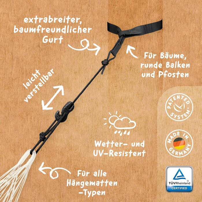 Гамак LA SIESTA® Brisa: ручної роботи з Колумбії, 160 см, для дому та відпочинку на природі (Sea Salt, для двох, з кріпленням до дерева/стовпа)