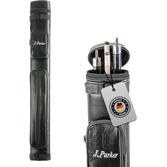 Чохол для більярду J. Parker на 2/2 та 2/4 кия, з високоякісної штучної шкіри, велика кишеня для аксесуарів та регульований ремінь, чорний, 85 см