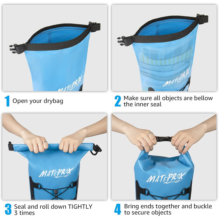 Водонепроникний мішок Dry Bag Mateprox 5L/10L з ролвертилом: для плавання, кемпінгу та активного відпочинку (Блакитний, 10L)