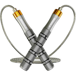 Стрибкове кабель для чоловіків, жінок, дітей, преміум-якість, скакалка з подвійним підшипником, 360-градусний поворот, кабель зі сталевим тросом, PVC покриттям, 3 м, 4 мм для фітнесу, тренувань, кроссфіту, срібний