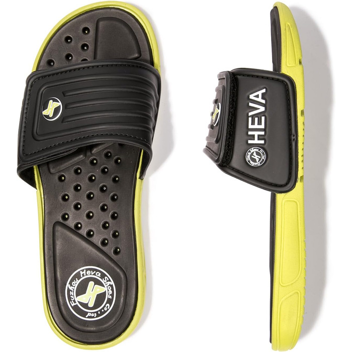 HEVA Шльпанці чоловічі літні сандалі (45 EU, чорний/лимонний)