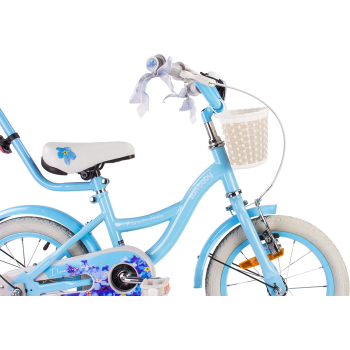 Дитяче велосипед Sun Baby Flower Bike для дівчаток, 16 дюймів, знімний ручка-штовхач, 2-6 років (Блакитний)