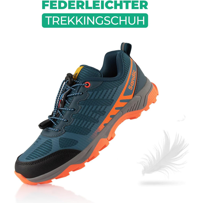 Трекінгові черевики для жінок та чоловіків Fusskleidung® | Дихаючі, для трейлраннінгу та хайкінгу (36 EU, Синій/Помаранчевий)