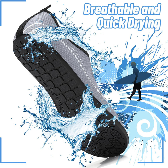 Чоботи для плавання та водного спорту: чоловічі та жіночі, неопренові, для пляжу, серфінгу, плавання. Легкі домашні тапочки для відпочинку (35 EU, сірий)