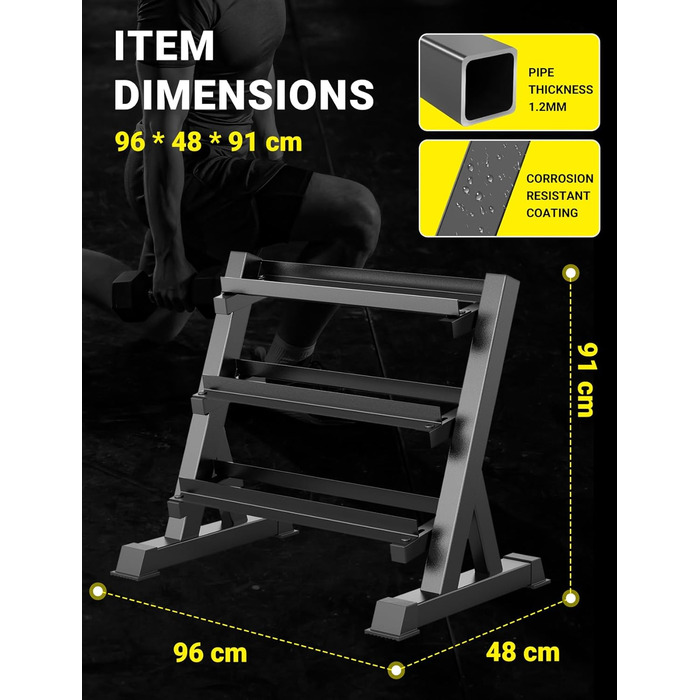 Стойка для гантелей Dripex 3/5 ярусів, до 500 кг, регульована. Підходить для гантелей, гир та штанги