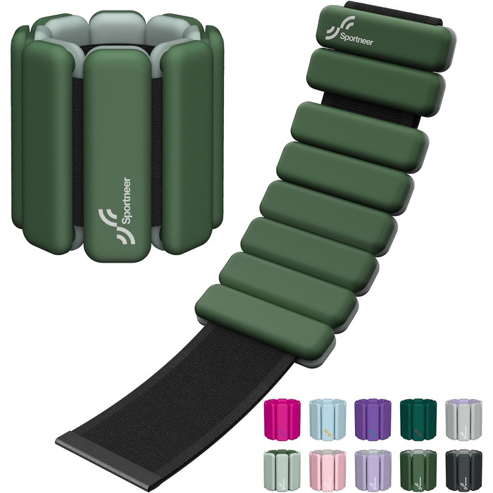 Набір обтяжувачів для ніг Sportneer 2 шт. (0,5 кг та 1 кг) для йоги, танців, аеробіки (0,5 кг*2, темно-зелений)