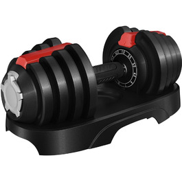 Регульована штанга Yaheetech 12/16-в-1: короткі гантелі 1,5-18 кг / 3-24 кг / 2-40 кг. Швидке налаштування ваги. Гантелі для дому та фітнес-залу. Регульована - 12,5 кг (одиничний екземпляр)