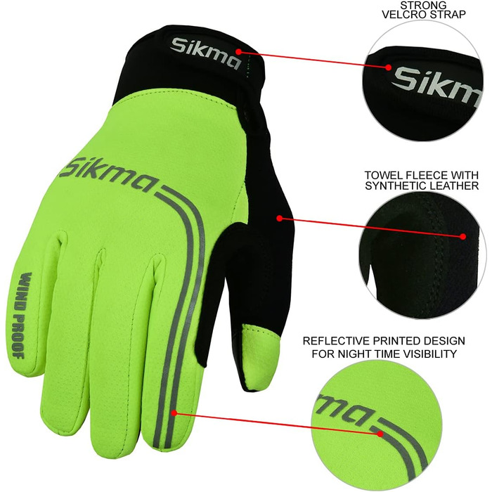Велосипедні рукавички Sikma жовтого кольору, повний палець, з гелевою підкладкою, вітронепроникні, сумісні з сенсорними екранами, розмір L