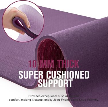 Килимок для йоги Marjar з неслизьким покриттям, фітнес-килимок для занять спортом, 183 x 61 x 0.6-1 см, фіолетовий