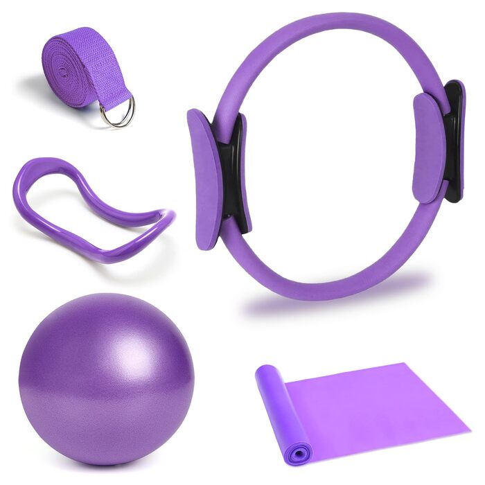 Набір для пілатесу вдома, 5 шт: кільце для пілатесу 38 см та фітбол для ніг, рук та стегон, для схуднення