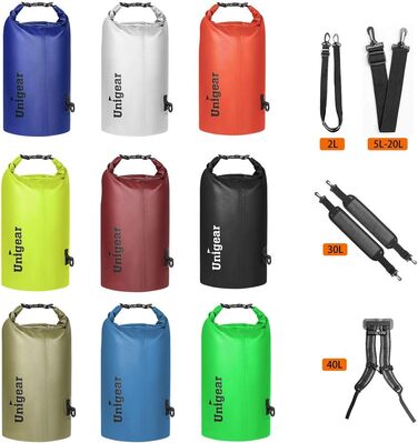 Водонепроникний мішок Unigear Dry Bag 30L (армійний зелений) – 2L/5L/10L/20L доступні – для каякінгу, риболовлі, кемпінгу та пляжу