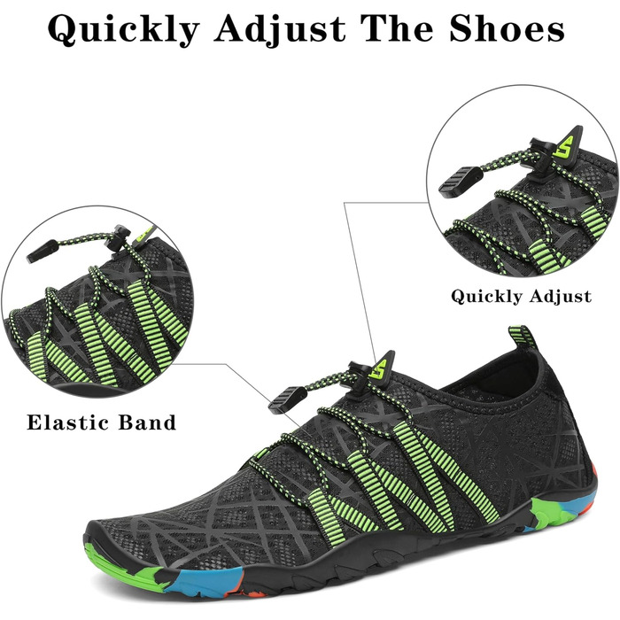 Чоботи для плавання, аквашузи, шкарпетки для серфінгу та плавання від SAGUARO для жінок, чоловіків та дітей, розмір 35-48 (смугасті, чорні, 42 EU)