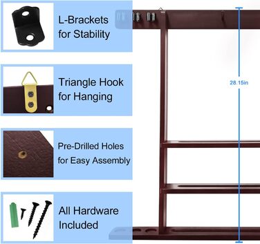 Стійка для кия (білліардного) Pool-Stick-Halter з махагону для біліардного столу, ігрової кімнати, бару