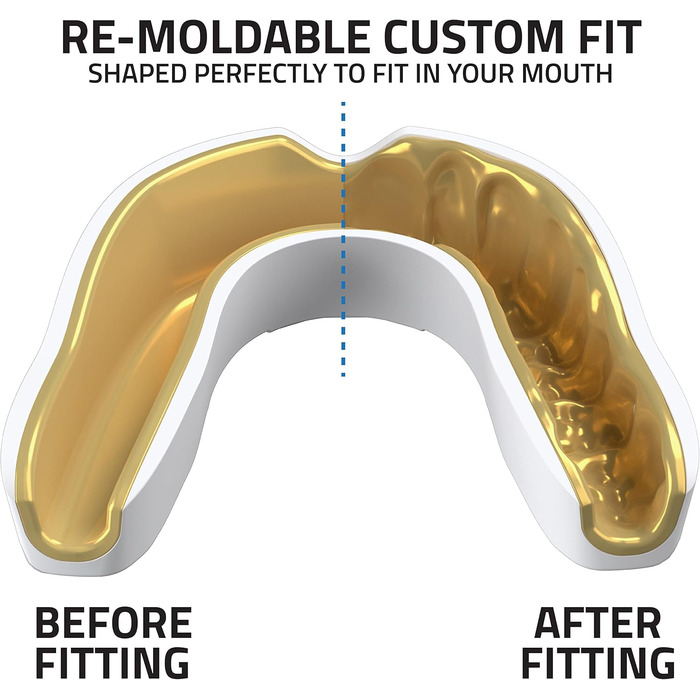 Захисний капу для спорту Titanium Sports Premium - Slim Fit з чохлом. Захист для боксу, MMA, джудо, карате, регбі, хокею, футболу. Підходить для дітей (<11) та дорослих (+12). Золотистий колір.