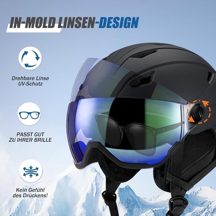 Шолом для гірськолижного спорту та сноуборду з маскою Skihel Kit, UV400, PC-маска, регульований, вентиляція, унісекс, білий (чорний, M)