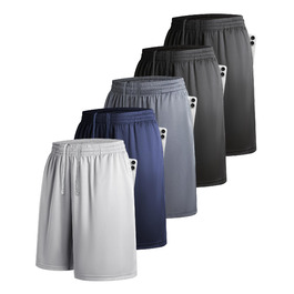 Чоловічі спортивні шорти 5 шт. з кишенями та еластичним поясом, швидковисихаючі, XL, чорний, графітовий, темно-синій, місячний сірий