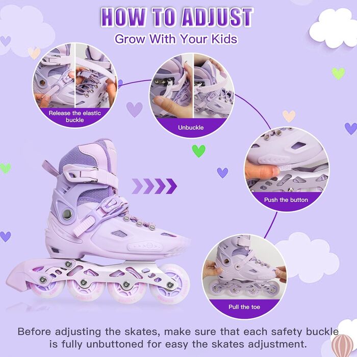 Дитячі ролики Kinder для дівчаток, регульовані, 4 розміри, для занять в приміщенні та на вулиці