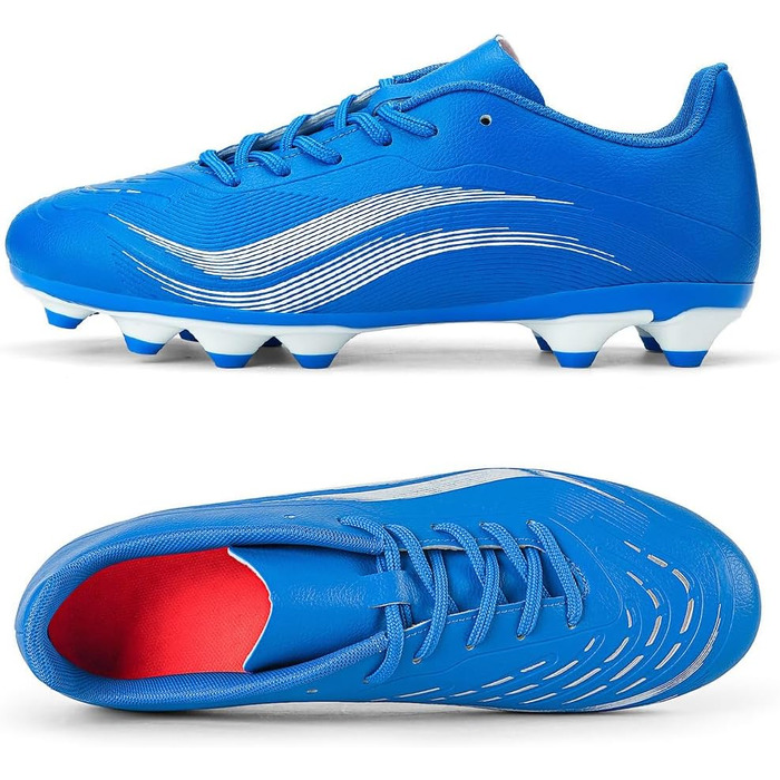 Футбольні бутси для чоловіків та хлопчиків, шипована підошва, мікрофібра, для штучного газону, білі та червоні, розмір 35 EU, блакитні