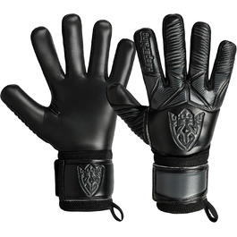 Футбольні воротарські рукавички Keeperking для дітей, підлітків та дорослих. Без захисту пальців, 4 мм латекс, довга долоня, унісекс, чорний.