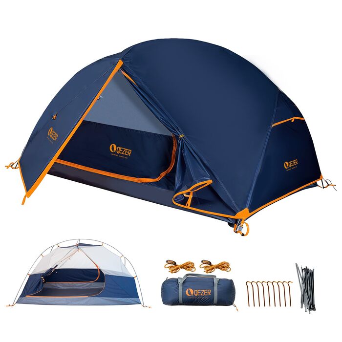 Намет кемпінговий купольний Campingzelt на 1-2 особи, водонепроникний, вітростійкий, 3-4 сезони, 1.85/2.3 кг, для туризму, кемпінгу та активного відпочинку (синій)