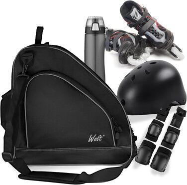Сумка для ковзанів Wolt | Сумка для роликів та інлайнів | Зручна та стильна сумка на плече для дітей та дорослих, чорна