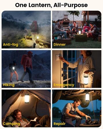 Glocusent Ліхтар для кемпінгу та намету: 1500 люмен, 135 LED, 200 годин роботи, акумулятор 5000 mAh, 3 кольори та 5 рівнів яскравості, SOS, перезаряджувана кемпінгова лампа для відключень електроенергії, туризму та надзвичайних ситуацій