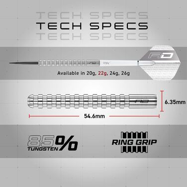 Дарти Red Dragon Javelin Original Tungsten - Професійні сталеві дротики з металевим вістрям, пір'ям та стержнями (20г, 22г, 24г, 26г)