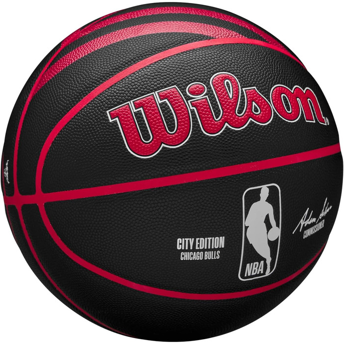 Баскетбольний м'яч Wilson NBA Team City Chicago Bulls, розмір 7, для вулиці та залу, чорний, унісекс