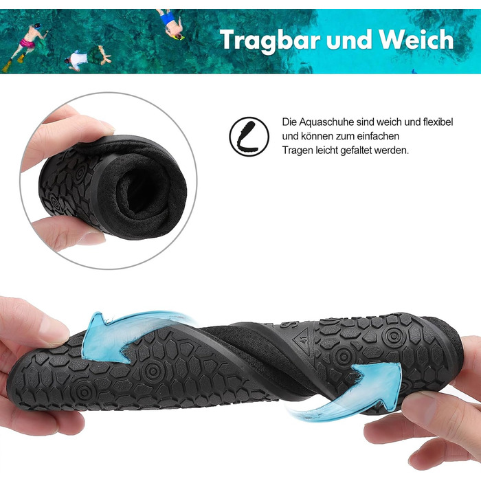 Шкарпетки для плавання Sixspace: дихаючі аквашузи для чоловіків та жінок, розміри 34-47