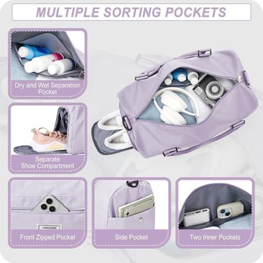 Спортивна сумка HYC00 для жінок та чоловіків, дорожня/гімнастична сумка з відділенням для мокрого одягу та взуття, сумка для плавання, йоги, тренувань, армійного стилю (зелений)